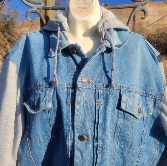 Rebel Vintage 3X Trucker Denim Jean Fleece Jacket - Picture 3 of 5
